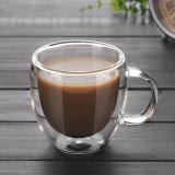 Caneca xícara de café com dupla camada de vidro 150 ml modelo Arara Azul - Ilovecoffee