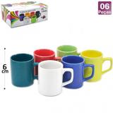 Canecas Em Ceramica Para Cafe 85ml Coloridas 6 Unidades - Unicasa