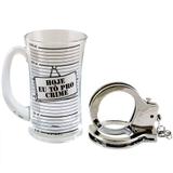 Caneco De Chopp De Vidro Hamburgo Com Algema Hoje Eu To Pro Crime 375 Ml - Versare anos dourados