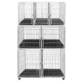 Canil Gaiola 7 Lugares Módulo Base c/ Rodinhas + Módulos Expansão p/ Petshop e Veterinária - Açomix
