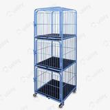 Canil Gatil Vertical 3 Lugares Azul Para Pet Shop - Açomix