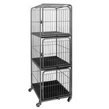 Canil Gatil Vertical 3 Lugares Prata Para Pet Shop - Açomix
