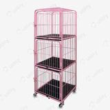 Canil Gatil Vertical 3 Lugares Rosa Para Pet Shop - Açomix
