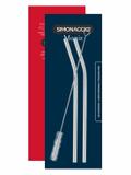 Canudo Curvo de Aço Inox Reutilizável + Escova - Simonaggio - 3 Pçs