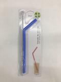 Canudo Curvo de Silicone Azul Com Escova P/ Limpeza - Milk