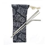 Canudo Ecológico de Aço Inox - Kit Completo com 2 canudos 1 escova e 1 saquinho com estampa Frases - 123 sublime