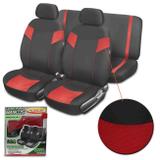 Capa Banco Automotivo Luxcar Premium Universal Tecido Poliéster Preto com Vermelho 6 Peças