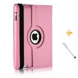 Capa/Case Couro iPad Mini 2/3 Giratória 360 / Caneta Touch (Rosa) - Bd cases
