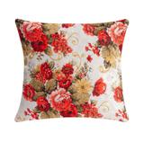 Capa de Almofada Jacquard Avulsa Floral Vermelho 42cm x 42cm - Dourados enxovais