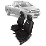 Capa de Banco Chevrolet Montana 2011 a 2019 Couro Ecológico Preta Com Costura Vermelha Shutt Xtreme