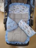 Capa de Carinho + Trocador Bolsa Nuvens Azul - Bruna baby
