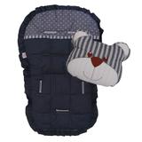 Capa de Carrinho Bruna Baby com Almofada Urso Elegance Marinho