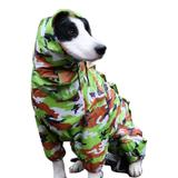 Capa De Chuva Para Cachorro Grande Camuflado Verde Tórax 95 cm - Cute dog