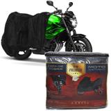 Capa de Couro Cobrir Moto Protetora Forrada Impermeável Anti Uv Tamanho G Carrhel Preta