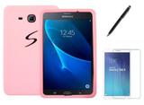 Capa de Silicone Galaxy Tab E - 9.6 Pol modelo: T560/T561 Rosa + Pel Vidro e Can Touch - Bd cases