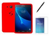Capa de Silicone Galaxy Tab E - 9.6 Pol modelo: T560/T561 Vermelho + Pel Vidro e Can Touch - Bd cases
