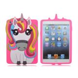 Capa Ipad Mini 1 2 3 Apple Traseira de Silicone Unicórnio 3D Rosa (Unicorn rainbow) - Impacto