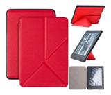 Capa Kindle 10ª geração com iluminação embutida Auto Hibernação Fecho Magnético Origami Vermelha - Fullmosa