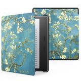 Capa Kindle Oasis 10ª e 9ª Geração WB Auto Liga/Desliga Ultra Leve Sensor Magnético Couro Flores