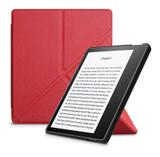Capa Kindle Oasis 3 - Auto Liga/Desliga - Ultra Leve - Fechamento Magnético - Origami - Vermelha - Fullmosa