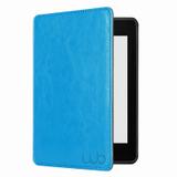 Capa Kindle Paperwhite à Prova Dágua WB - Auto Hibernação Sensor Magnético Silicone Flexível Couro Premium Azul Claro