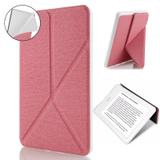 Capa Kindle Paperwhite WB Auto Hibernação Sensor Magnético Silicone Flexível Origami Estilo Tecido Rosa