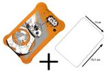 Capa Laranja Star Wars Multilaser Emborrachada + Película de Vidro Tablet 7 Polegadas
