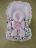 Capa para Bebê Conforto + Apoio de Corpo Reversível Floral Rosa 100% Algodão - Bruna baby