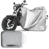 Capa Para Cobrir Moto Proteção Impermeável Raios UV Resistente a Escapamento Quente Prata Universal - Brandy