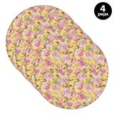 Capa para Sousplat Mdecore Floral Amarelo