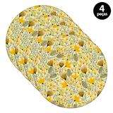 Capa para Sousplat Mdecore Floral Amarelo