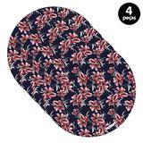 Capa para Sousplat Mdecore Floral Azul Marinho