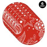 Capa para Sousplat Mdecore Natal Bolas de Natal Vermelho