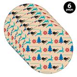 Capa para Sousplat Mdecore Natal Pinheiro Bege