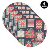 Capa para Sousplat Mdecore Natal Presente Azul