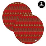 Capa para Sousplat Mdecore Natal Renas Vermelho