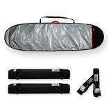 Capa prancha surf funboard refletiva e acolchoada 70 a 7.4 + fita rack 5m + tubo espuma 40cm - maori extreme