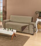 Capa Protetor Para Sofa 4 Lugares Dupla Face King Impermeavel Marrom Caqui - Mr