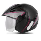 Capacete Aberto EBF Thunder Open Classic Preto e Rosa - Ebf capacetes
