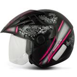Capacete Aberto EBF Thunder Open Mandala Preto e Rosa - Ebf capacetes