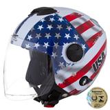 Capacete Aberto New Atomic Pro Tork Usa Vermelho E Azul