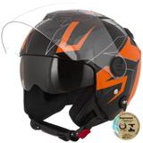 Capacete Aberto Pro Tork New Atomic Superbike Preto E Laranja