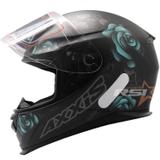 Capacete Axxis Eagle Flowers Preto Fosco Tiffany