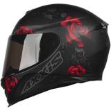 Capacete axxis eagle flowers preto/vermelho
