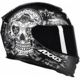 Capacete Axxis Eagle Skull preto fosco/cinza