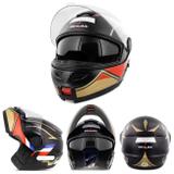Capacete Escamoteavel Robocop Shutt ThurderBird Preto Fosco Vermelho Verde Dourado com Viseira Solar