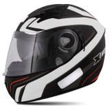 Capacete Fechado EBF Xtroy X20 Preto Fosco Branco com Sub Viseira Solar - Ebf capacetes