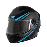 Capacete Fechado Pro Tork R8 Fecho Micrométrico Preto E Azul Claro