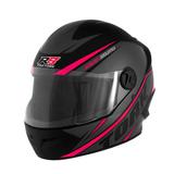 Capacete Fechado Pro Tork R8 Fecho Micrométrico Preto E Rosa