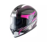 Capacete Feminino Fechado Helt New Race Charme Rosa Preto